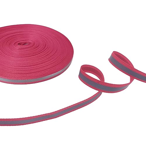 Reflektierendes Klebeband, hohe Sichtbarkeit, silberfarben, Sicherheitsstoff, Gurtband, Zierleiste, Sicherheitsband, Deko-Sicherheitsband, 10 mm x 25 m, Rosarot von SKYPRO