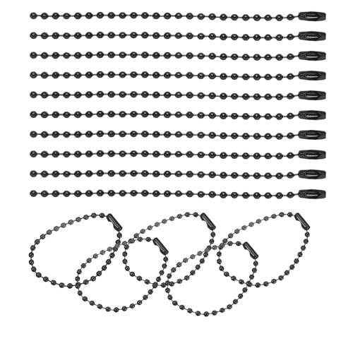 SKYPRO Kugel-Perlenkette, 120 mm, 2,4 mm Durchmesser, mit Kugelverbindung, Schlüsselanhänger, Ringe, Metallperlenkette, DIY-Schmuck, Zubehör, Erkennungsmarke, Kette, Schwarz, 100 Stück von SKYPRO