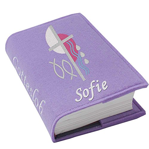Gotteslob Gotteslobhülle Hülle Kreuz 2 pink Filz mit Namen bestickt Einband Umschlag personalisierte Gesangbuchhülle, Farbe:flieder Gotteslob Gotteslobhülle Hülle Kreuz 2 pink Filz mit Namen bestickt Einband Umschlag personalisierte Gesangbuchhülle, Farbe:flieder von SL-Store GbR