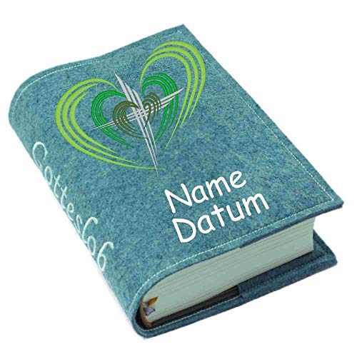 Gotteslob Gotteslobhülle Hülle Kreuz Herz Herzen grün Filz mit Namen bestickt Einband Umschlag personalisierte Gesangbuchhülle, Farbe:petrol meliert Gotteslob Gotteslobhülle Hülle Kreuz Herz Herzen grün Filz mit Namen bestickt Einband Umschlag personalisierte Gesangbuchhülle, Farbe:petrol meliert von SL-Store GbR