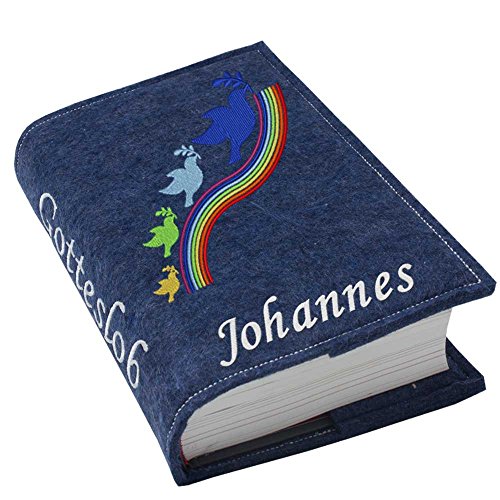 Gotteslob Gotteslobhülle Hülle Regenbogen blau Filz mit Namen bestickt Einband Umschlag personalisierte Gesangbuchhülle, Farbe:dunkelblau meliert Gotteslob Gotteslobhülle Hülle Regenbogen blau Filz mit Namen bestickt Einband Umschlag personalisierte Gesangbuchhülle, Farbe:dunkelblau meliert von SL-Store GbR