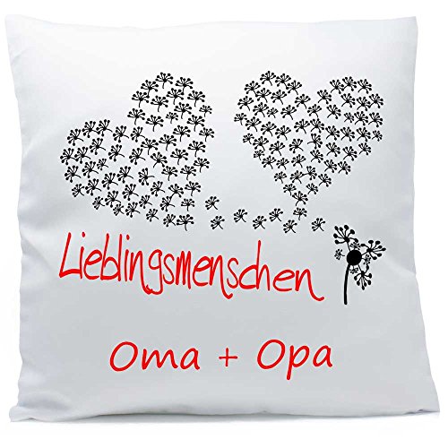 SL-Store GbR Kissen Lieblingsmenschen mit Namen Pusteblume 40x40 cm inkl. Füllung Kuschelkissen, Kissen Farbe:Vorderseite weiß/RS schwarz von SL-Store GbR