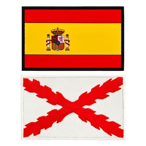 2 Stück Flaggen-Aufnäher, Spanische, Burgundische Flaggen-Aufnäher, Mit Flagge Bestickte Abzeichen, Taktische Stoff-Aufnäher, Diy-Aufbügelaufkleber, Militärische Magische Aufnäher von SLAXJNE