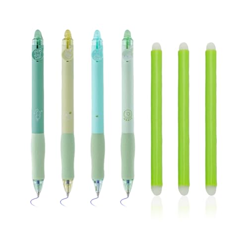 4 Schüler-Kugelschreiber, 3 Gummistifte, Blauer Gelstift, Einziehbarer Gelstift, Kugelschreiber-Set von SLAXJNE