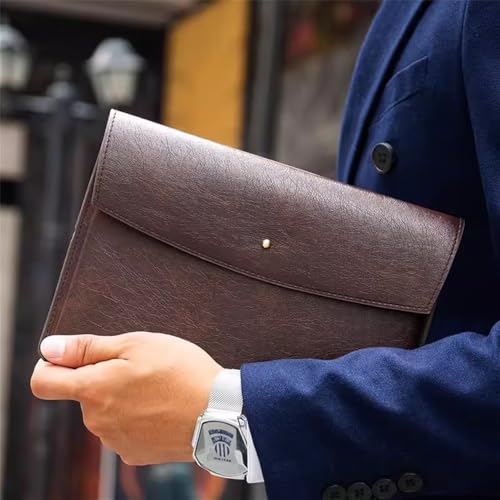 Aktenordner aus Leder Business Leder Clutch Tragbare Taschen Verträge Rechnungen Dokumente Taschen(Brown) von SLEDEZ