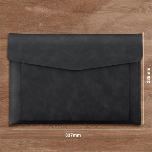 Aktenordner aus Leder Doppellagige Informationsarchivtasche, A4-Dateitasche(Black) von SLEDEZ