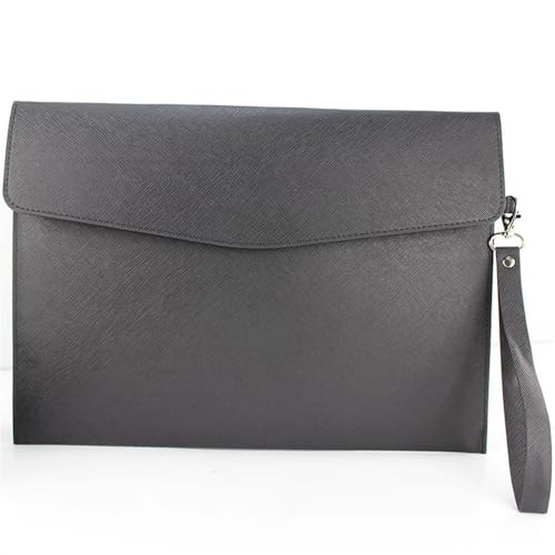 Aktenordner aus Leder Leder A4 Aktentasche Männer und Frauen Handheld Datei Organizer Taschen(Black) von SLEDEZ