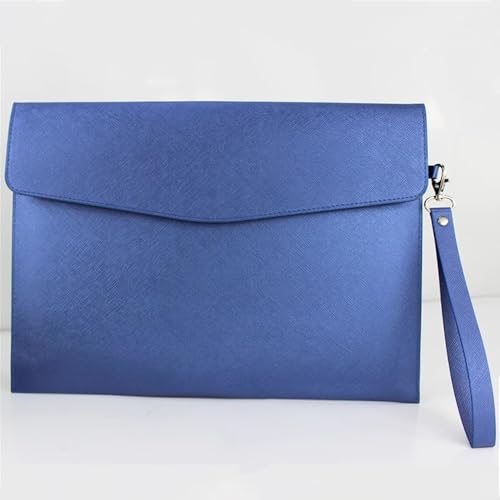 Aktenordner aus Leder Leder A4 Aktentasche Männer und Frauen Handheld Datei Organizer Taschen(Blue) von SLEDEZ