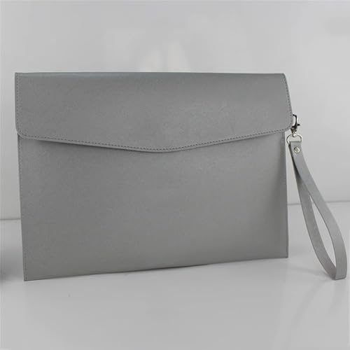 Aktenordner aus Leder Leder A4 Aktentasche Männer und Frauen Handheld Datei Organizer Taschen(Gray) von SLEDEZ