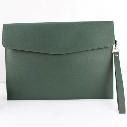 Aktenordner aus Leder Leder A4 Aktentasche Männer und Frauen Handheld Datei Organizer Taschen(Green) von SLEDEZ