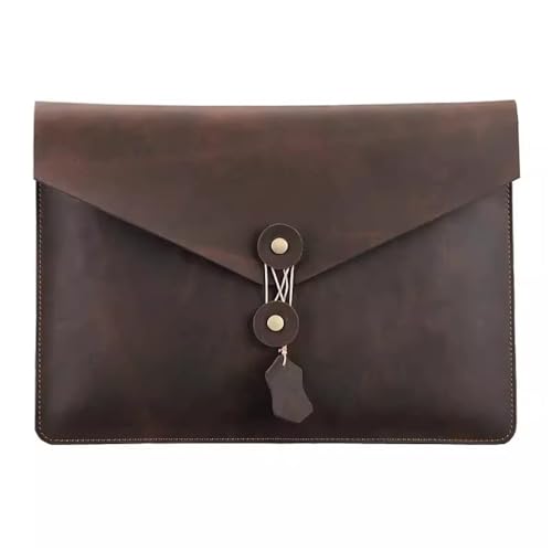 Aktenordner aus Leder Leder Vintage Aktentasche Leder Clutch Aktentasche(Coffee) von SLEDEZ