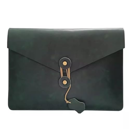 Aktenordner aus Leder Leder Vintage Aktentasche Leder Clutch Aktentasche(Green) von SLEDEZ