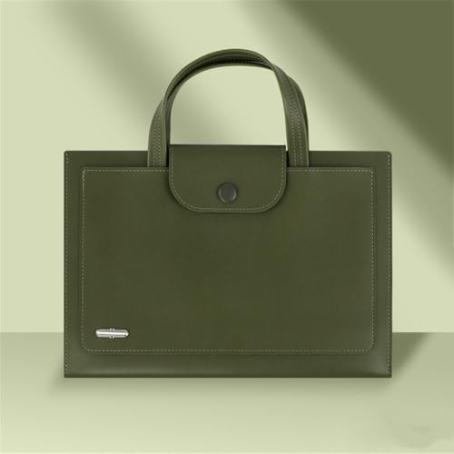 Aktenordner aus Leder Tragbare Dokumententasche, Pendlertasche for Geschäftsreisen(Green) von SLEDEZ