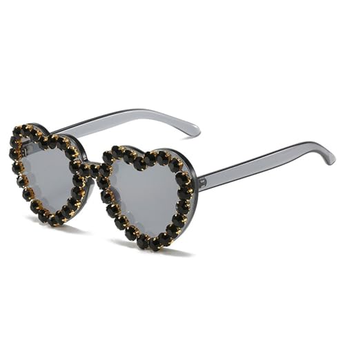 SLEDEZ Partybrille Europa und die Vereinigten Staaten Persönlichkeit Liebe Diamant Brille Pfirsich Herz Sonnenbrille weiblich(Black) von SLEDEZ