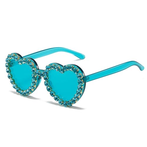 SLEDEZ Partybrille Europa und die Vereinigten Staaten Persönlichkeit Liebe Diamant Brille Pfirsich Herz Sonnenbrille weiblich(Blue) von SLEDEZ