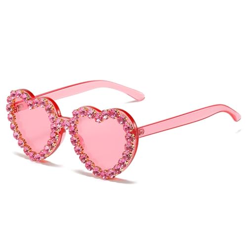 SLEDEZ Partybrille Europa und die Vereinigten Staaten Persönlichkeit Liebe Diamant Brille Pfirsich Herz Sonnenbrille weiblich(Pink) von SLEDEZ