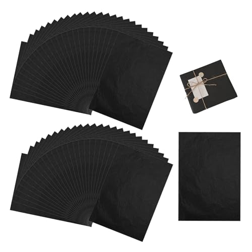 100 Blatt A4 Schwarzes Seidenpapier, Geschenkpapier, handgefertigte Verpackungsmaterialien, Transparentpapier, Geeignet für Geschenkverpackungen, Blumenstraußverpackungen, Heimwerken von SLEEKEE