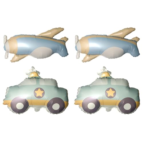 SLEEKEE 4 Stück Matte Luftballons, Auto- Und Flugzeugballons, Aluminiumfolienballons, Kreative Und Niedliche Ballondekorationen, Hintergrunddekorationen Für Kindergeburtstage SLEEKEE 4 Stück Matte Luftballons, Auto- Und Flugzeugballons, Aluminiumfolienballons, Kreative Und Niedliche Ballondekorationen, Hintergrunddekorationen Für Kindergeburtstage von SLEEKEE