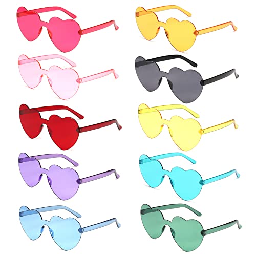 SLFYEE 10 Paar Herz Brille Party Sonnenbrille Herzform Bunt Partybrille Set Lustige Brillen für Geburtstagsfeier Erwachsene Jungen Mädchen von SLFYEE