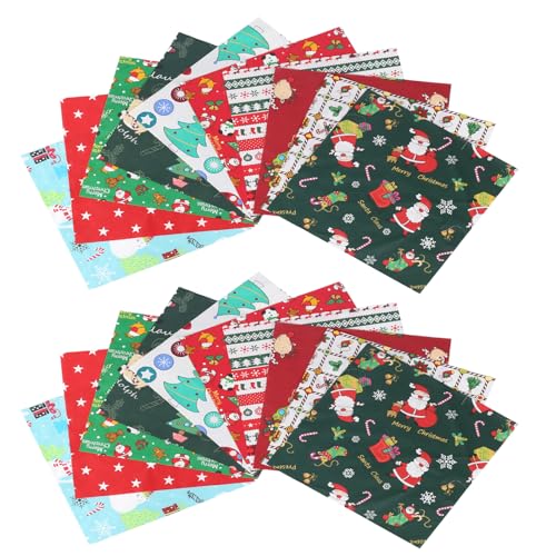 SLFYEE 20 Pcs Baumwollstoff Weihnachten Meterware Patchwork Stoffe Paket Weihnachten Patchworkstoffe Baumwolle Paket 25x25cm zum Nähen DIY Basteln Handwerken von SLFYEE