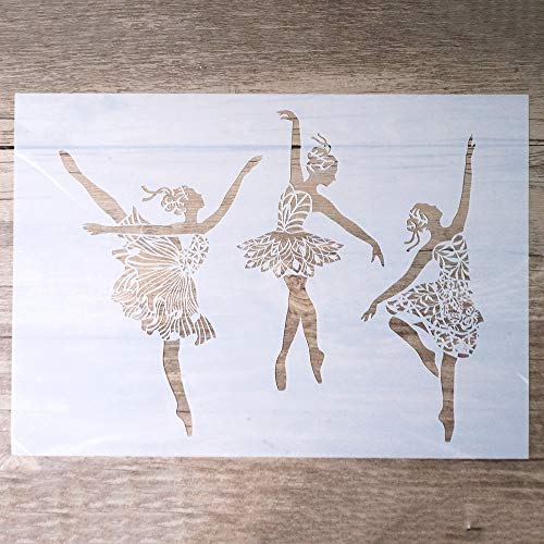 DIY Dekorative Ballerina Schablone für Malerei auf Wänden, Möbelhandwerk (A4 Größe) von SLGIFT