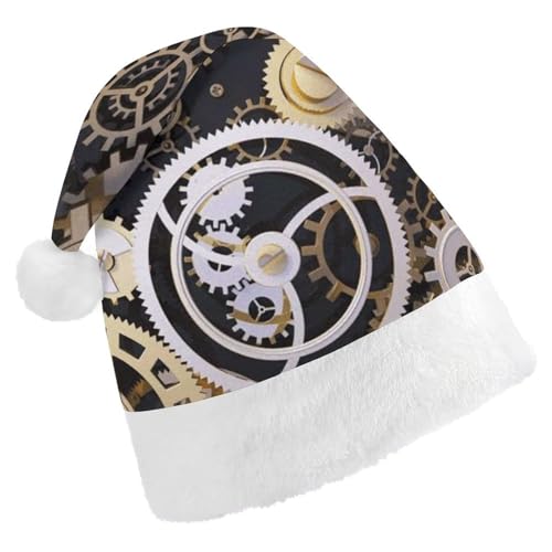 Weihnachtsmütze für Erwachsene, bequem, Weihnachtsmannmütze, Steampunk, mechanische Zahnräder, bedruckte Weihnachtsmützen für Unisex von SLKMHFT