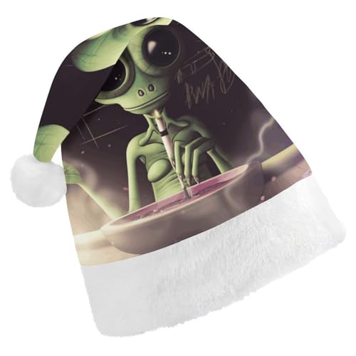 Weihnachtsmütze für Erwachsene, bequeme Weihnachtsmütze, Weihnachtsmannmütze, Alien-Rauch-bedruckte Weihnachtsmützen für Unisex von SLKMHFT