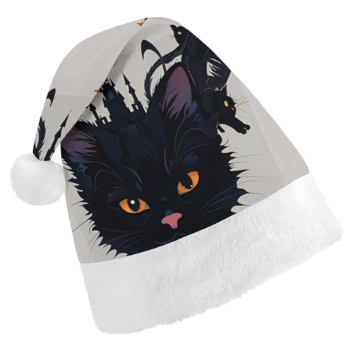 Weihnachtsmütze für Erwachsene, bequeme Weihnachtsmütze, Weihnachtsmannmütze, abstrakte Kitty-bedruckte Weihnachtsmützen für Unisex von SLKMHFT