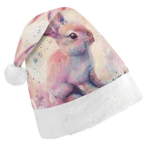 Weihnachtsmütze für Erwachsene, bequeme Weihnachtsmütze, Weihnachtsmannmütze, roter Hase, bedruckte Weihnachtsmützen für Unisex von SLKMHFT