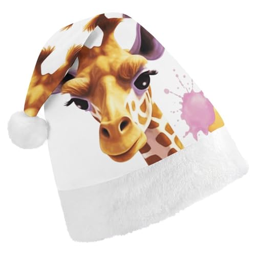 Weihnachtsmütze für Erwachsene, bequeme Weihnachtsmütze, Weihnachtsmütze, Giraffe, bedruckte Weihnachtsmützen für Unisex von SLKMHFT