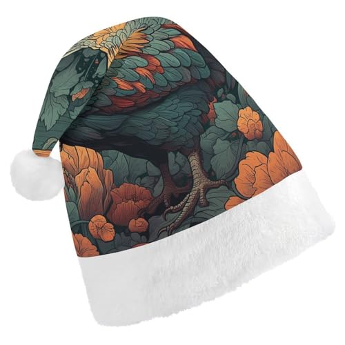 Weihnachtsmütze für Erwachsene, bequeme Weihnachtsmütze, Weihnachtsmütze, Huhn und Blumen, bedruckte Weihnachtsmützen für Unisex von SLKMHFT