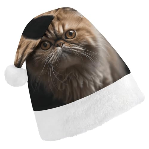 Weihnachtsmütze für Erwachsene, bequeme Weihnachtsmütze, Weihnachtsmütze, Katze, stehend im offenen Raum, bedruckte Weihnachtsmützen für Unisex von SLKMHFT