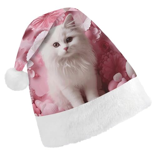 Weihnachtsmütze für Erwachsene, bequeme Weihnachtsmütze, Weihnachtsmütze, Katze und Herz, bedruckte Weihnachtsmützen für Unisex von SLKMHFT