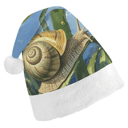 Weihnachtsmütze für Erwachsene, bequeme Weihnachtsmütze, Weihnachtsmütze, Schnecke auf Blatt, bedruckte Weihnachtsmützen für Unisex von SLKMHFT