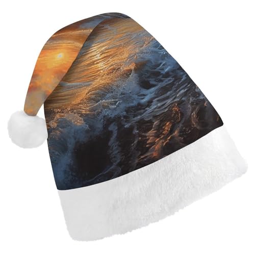 Weihnachtsmütze für Erwachsene, bequeme Weihnachtsmütze, Weihnachtsmütze, Sonnenuntergang, Meereslandschaft, bedruckte Weihnachtsmützen für Unisex von SLKMHFT