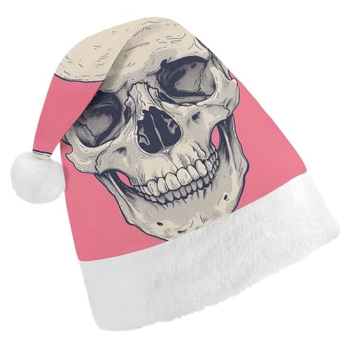 Weihnachtsmütze für Erwachsene, bequeme Weihnachtsmütze, Weihnachtsmütze, Totenkopf-Kunst-Stil, bedruckte Weihnachtsmützen für Unisex von SLKMHFT