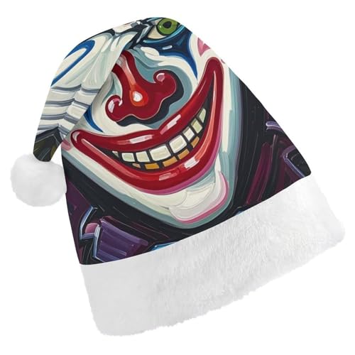 Weihnachtsmütze für Erwachsene, bequeme Weihnachtsmütze, Weihnachtsmütze, böser Clown, bedruckte Weihnachtsmützen für Unisex von SLKMHFT