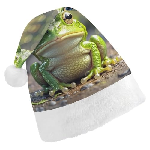 Weihnachtsmütze für Erwachsene, bequeme Weihnachtsmütze, Weihnachtsmütze, niedlicher Frosch, bedruckte Weihnachtsmützen für Unisex von SLKMHFT