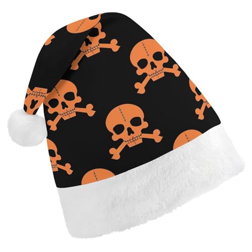 Weihnachtsmütze für Erwachsene, bequeme Weihnachtsmütze, Weihnachtsmütze, wiederholendes Totenkopf-Muster, bedruckte Weihnachtsmützen für Unisex von SLKMHFT