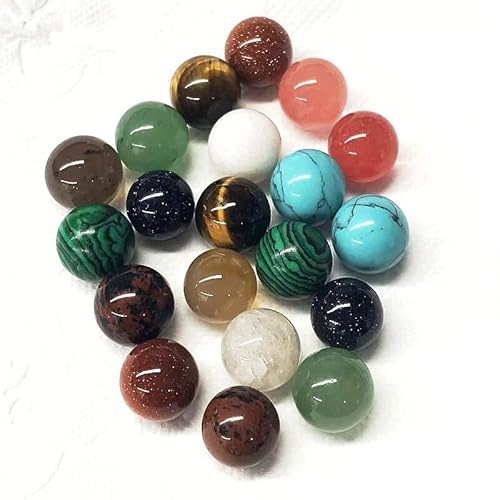 20 Stück natürliche Mineralsteine ​​​​Kristallkugel Tigerauge Achate Kugelperlen ohne Loch Perlen for die Herstellung von Kristallheilschmuck (Color : Random 20pcs, Size : 12mm) von SLOYCA