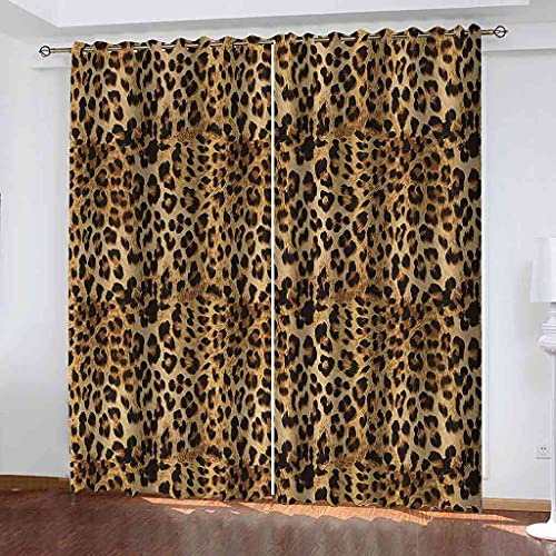 SLOYCA Vorhang Blickdicht Gardinen mit Ösen für Wohnzimmer, 180x180cm gelber Leopard, 260g/m2 Schwere Verdunklungsvorhänge Thermovorhang lichtdicht für Schlafzimmer Kinderzimmer von SLOYCA