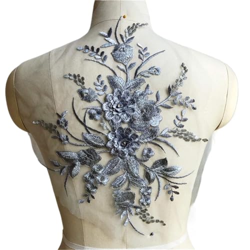 Stickerei-Applikation, 3D-Stickerei-Patch, Strass-Spitzen-Applikation, Motivmaterialien, Stickerei, 3D-Blumen-Spitzen-Patch, for Aufnähen auf Braut, Hochzeit, Abendkleid, Verkauf pro Stück von SLSKO