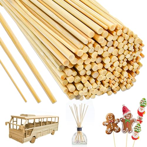 SLTAXAR 180 Stück Bambusstäbchen zum Basteln Bambusstäbe Holzstäbchen 30 cm lang Rundstäbe Zuckerwatte Stäbe Bastelstäbe 2,3,4 mm Zuckerwattestäbe Holzstäbe zum Basteln für Heimwerker DIY Handwerk von SLTAXAR