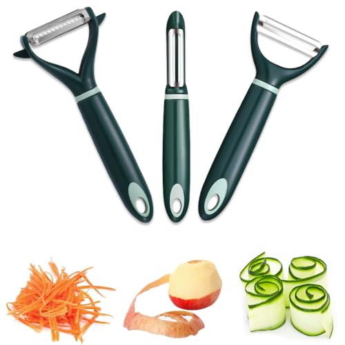 SLTAXAR Sparschäler 3er set Universalschäler Edelstahl Klinge Kartoffelschäler Spargelschäler Küche Schäler gemüseschäler Streifen Multifunktion Y-Förmig Vegetable Peeler für Karotten Gemüse Obst Grün von SLTAXAR