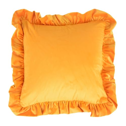 Quadratischer 3D-Kissenbezug, gerüscht, 50 cm, Plüschstoff, knitterfrei, mit Reißverschluss, für Sofa, Schlafzimmer Quadratischer 3D-Kissenbezug, gerüscht, 50 cm, Plüschstoff, knitterfrei, mit Reißverschluss, für Sofa, Schlafzimmer von SLXLYH