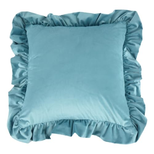Quadratischer 3D-Kissenbezug, gerüscht, 50 cm, Plüschstoff, knitterfrei, mit Reißverschluss, für Sofa, Schlafzimmer Quadratischer 3D-Kissenbezug, gerüscht, 50 cm, Plüschstoff, knitterfrei, mit Reißverschluss, für Sofa, Schlafzimmer von SLXLYH