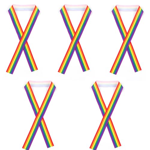 SLXLYH Bunte Regenbogenfarbene Bänder für Bastelarbeiten, Geschenkverpackungen und Dekorationen, Polyester, Urlaub, Party, Ornament (5 Stück) von SLXLYH