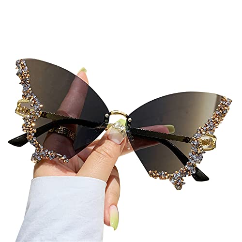 SLXLYH Schmetterling randlos kleines Gesicht Schmetterling Brille Strass Schmetterling von SLXLYH