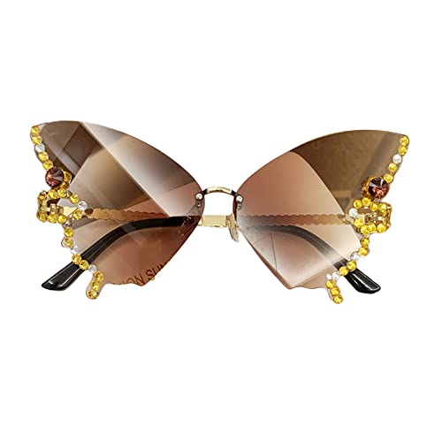 SLXLYH Schmetterling randlos kleines Gesicht Schmetterling Brille Strass Schmetterling von SLXLYH