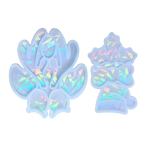 SLXLYH Silikonformen, 2 Stück, Elch, Weihnachtsmütze, Ornament, Silikonform, Epoxidharz, Anhängerform, geeignet für (transparent) von SLXLYH